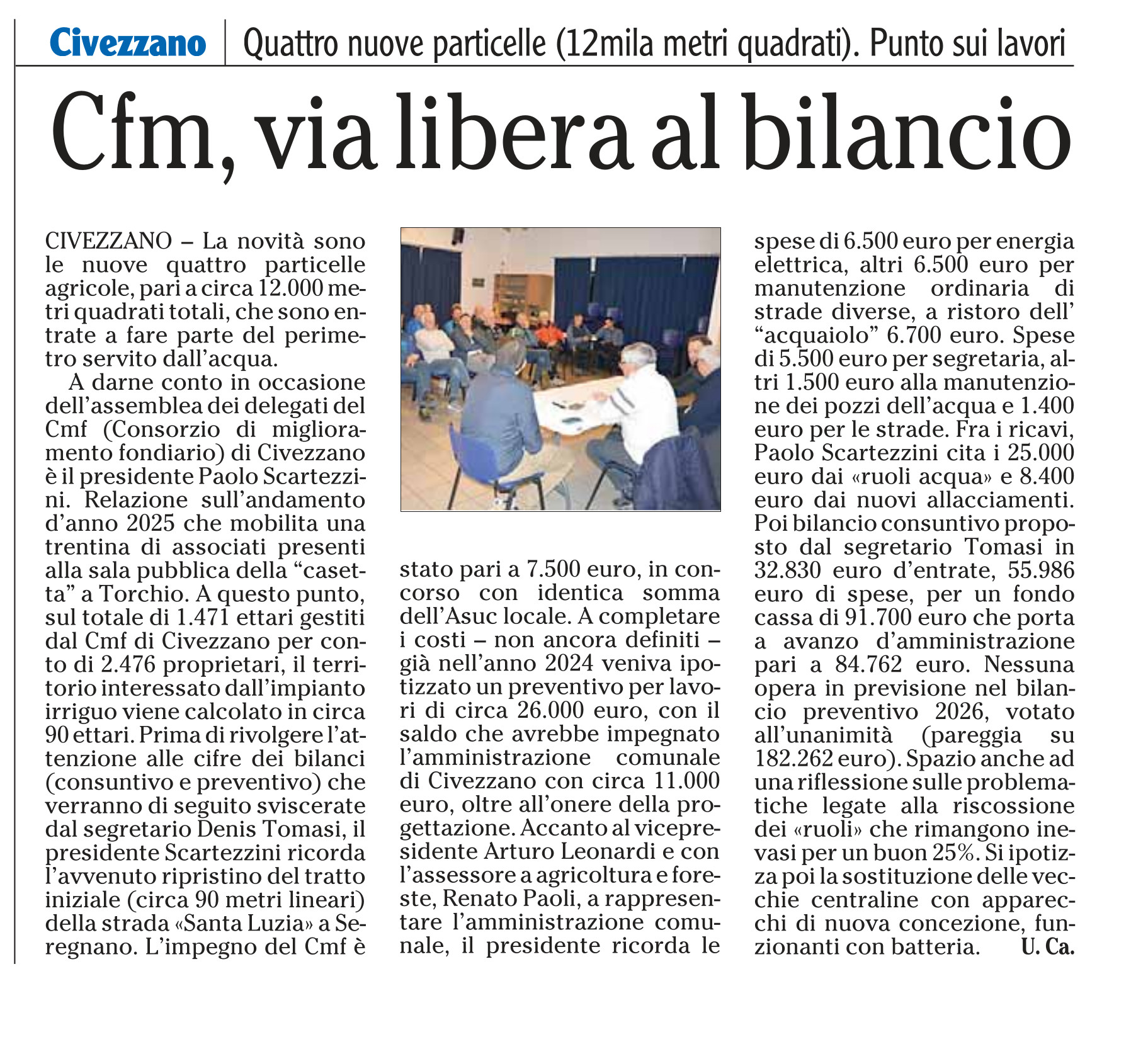 Dalla stampa: "CMF Civezzano, via libera al bilancio".