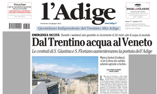 Dalla stampa: «Dal Trentino acqua al Veneto»